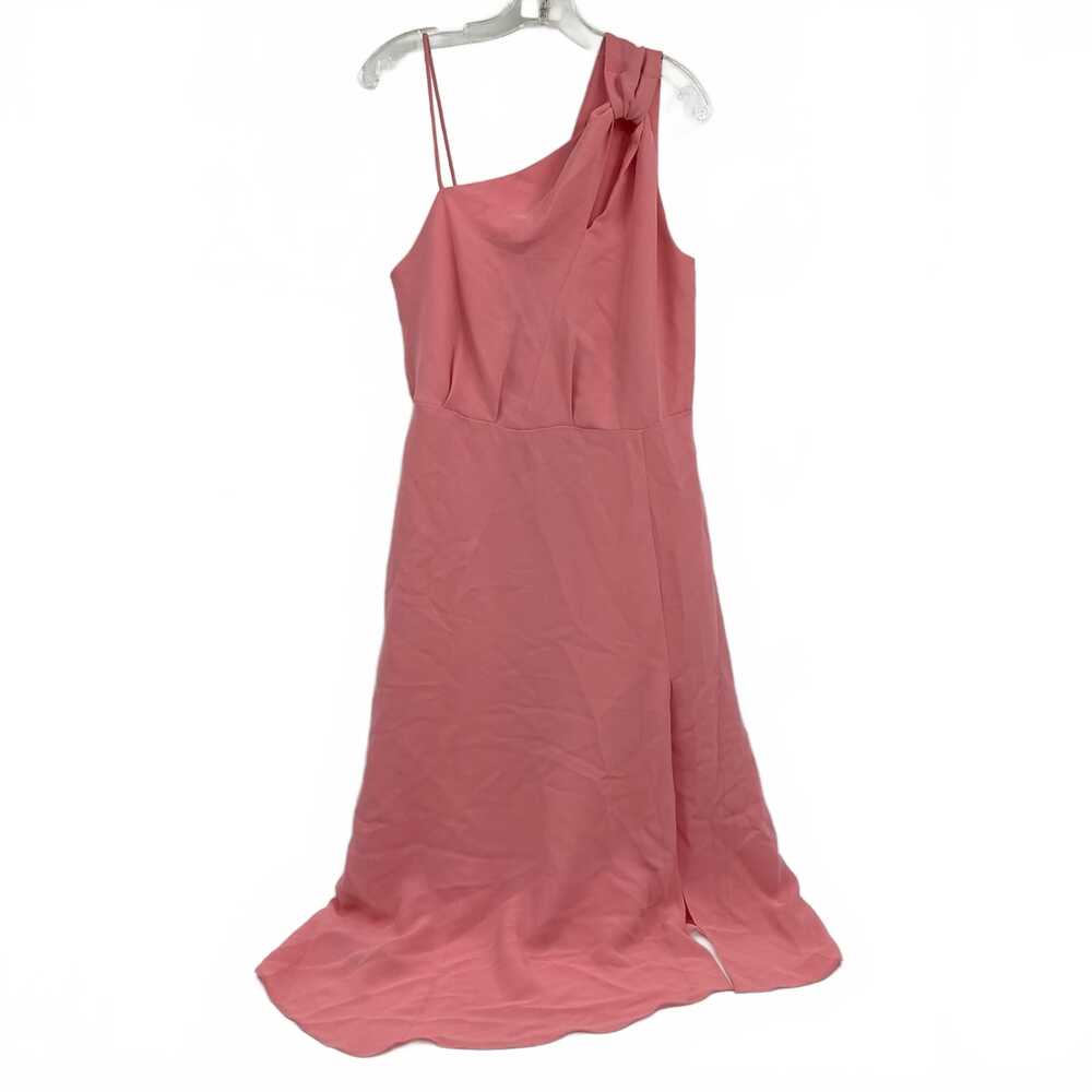 Reiss Pink One-Shoulder Midi Dress | Polyester, Size 10